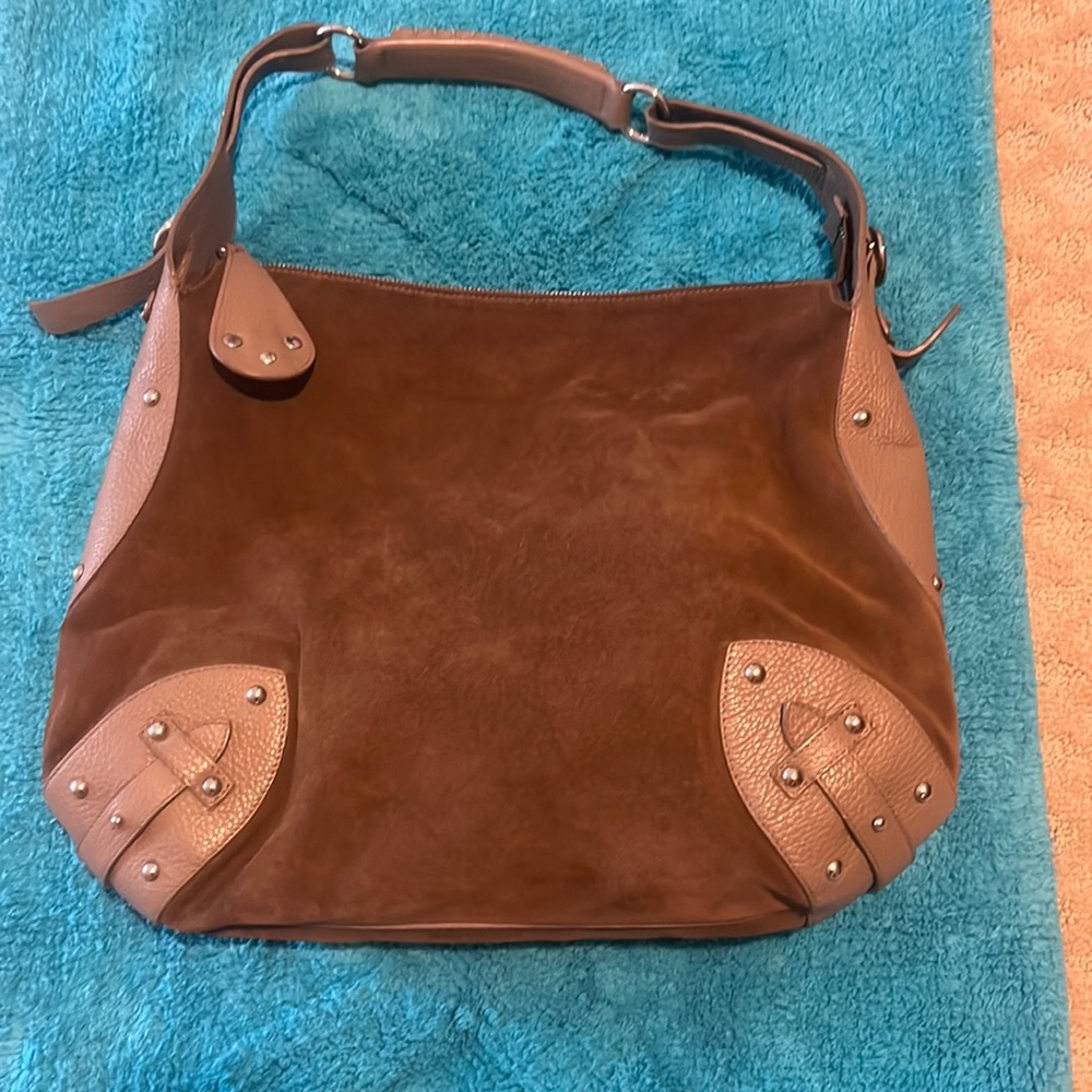 Furla bag heavyweight brown suede. Very good used condition.